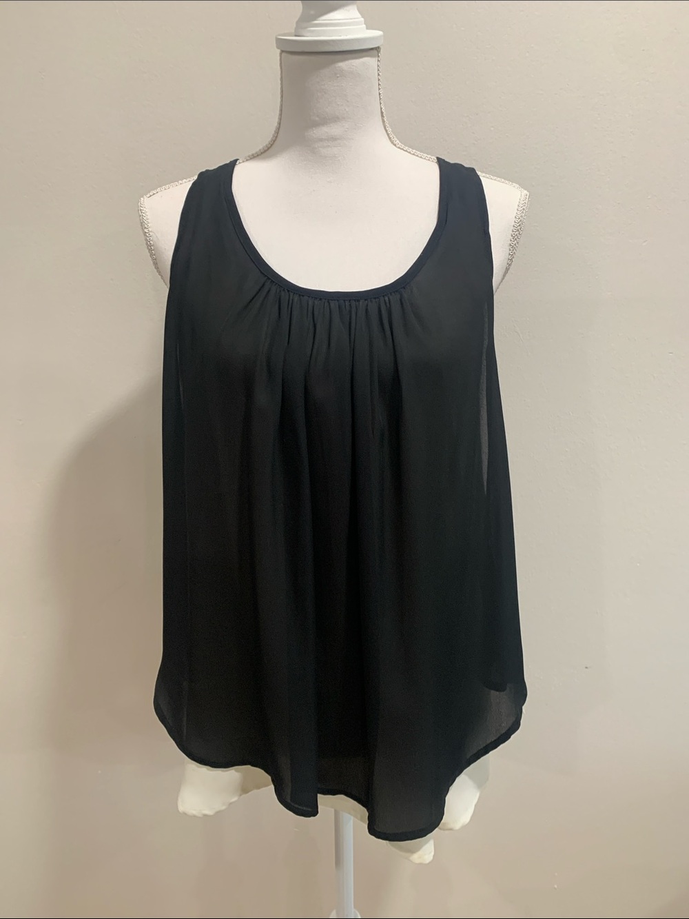 Patricia Luca Black and White Layered Tank Top, Sz M